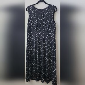 London Times Black & White Polka Dot Midi Dress Stretchy Sz 14 Sleeveless A-line